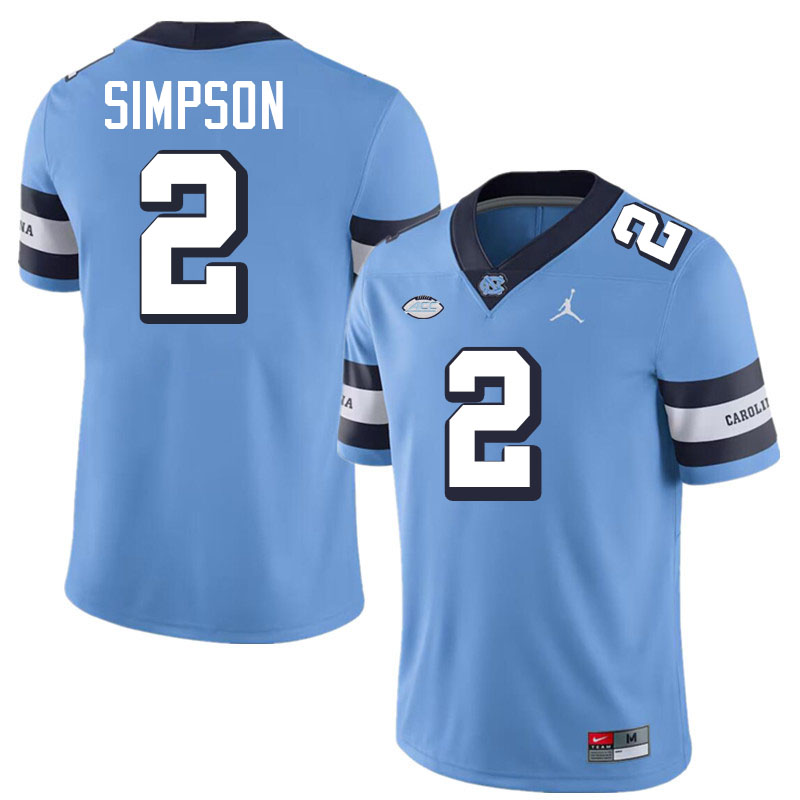 Andrew Simpson UNC Jerseys,North Carolina Tar Heels #2 Andrew Simpson Football Jerseys-Throwback Blue